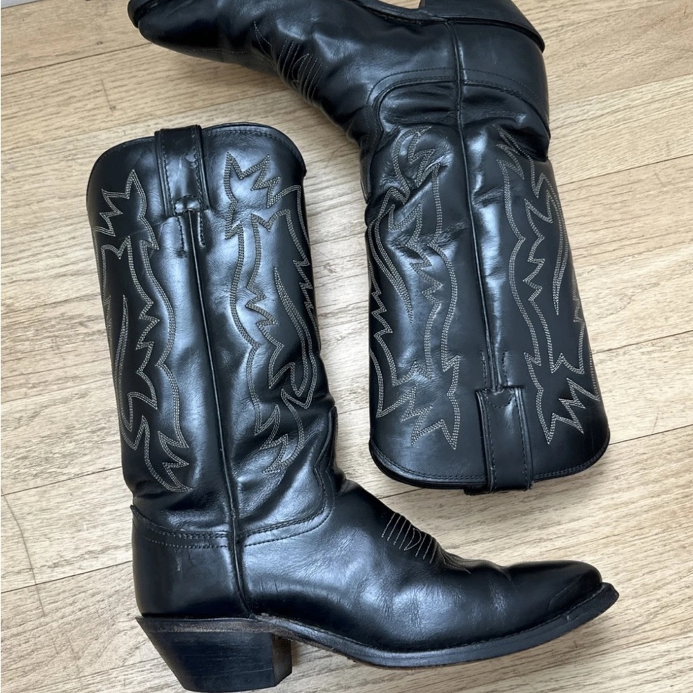 Justin COWBOY Boots Black Leather